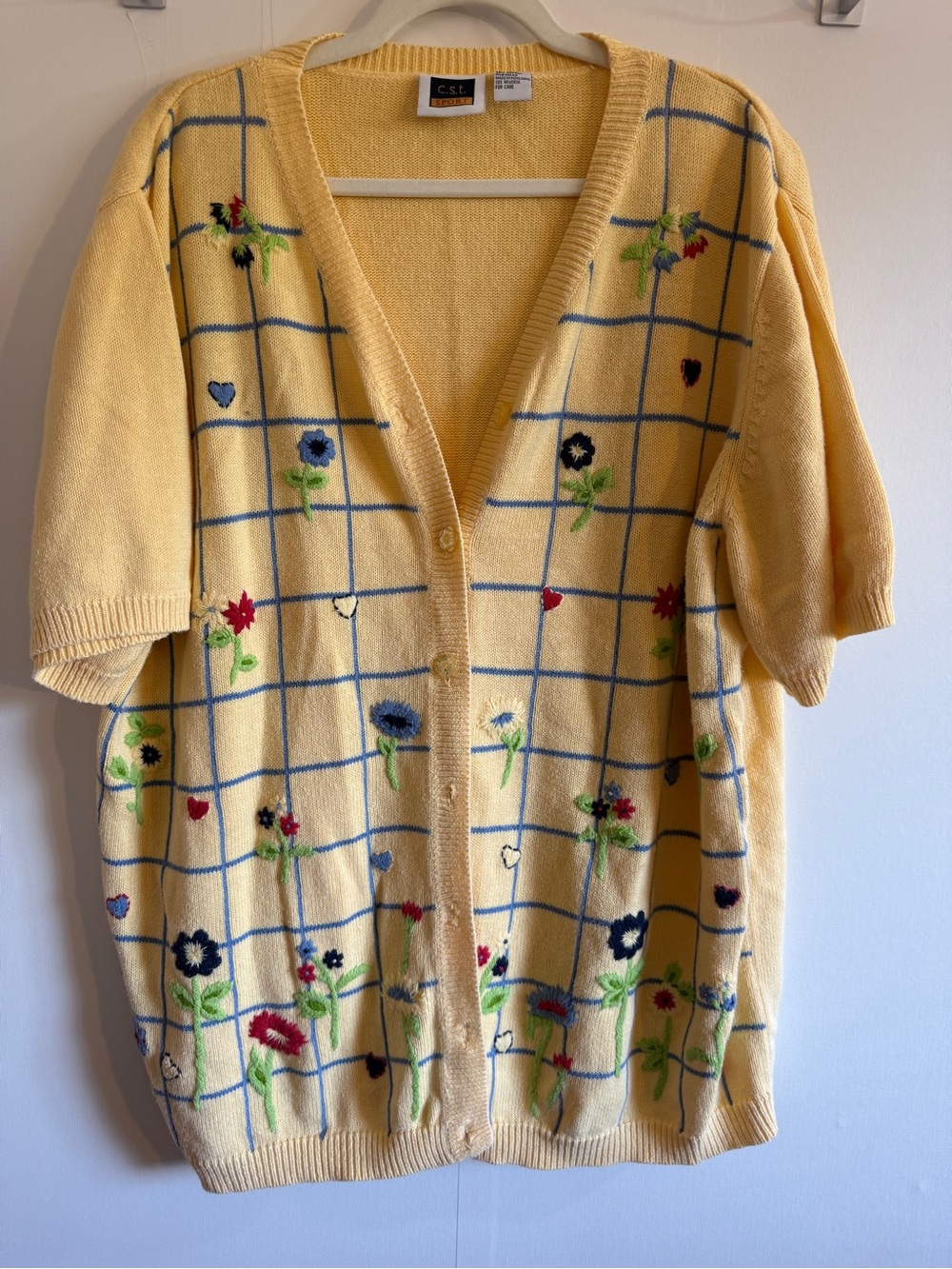 C.S.T. Sport Vintage 3X Ramie Cotton Floral Embroidered Cardigan Cottagecore